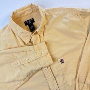 Ralph Lauren Jeans Co Shirt Mens Large Yellow Cotton Button Down Polo Flag